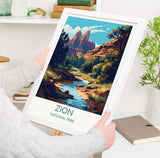 Zion Poster, Travel Print of Zion National Park, Utah, USA, Travel Gift NQ Media Designs