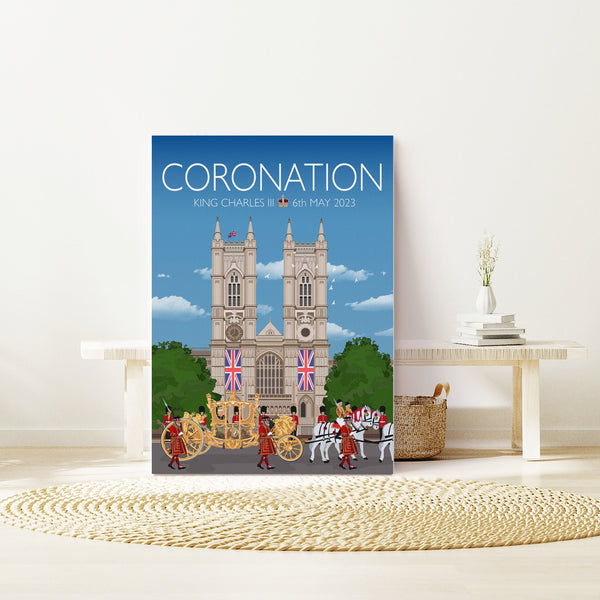 Coronation Print, Coronation Poster, Westminster Abbey, London UK, King Charles III, UK Travel Poster, Commemorative Coronation Print