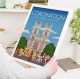 Coronation Print, Coronation Poster, Westminster Abbey, London UK, King Charles III, UK Travel Poster, Commemorative Coronation Print NQ Media Designs
