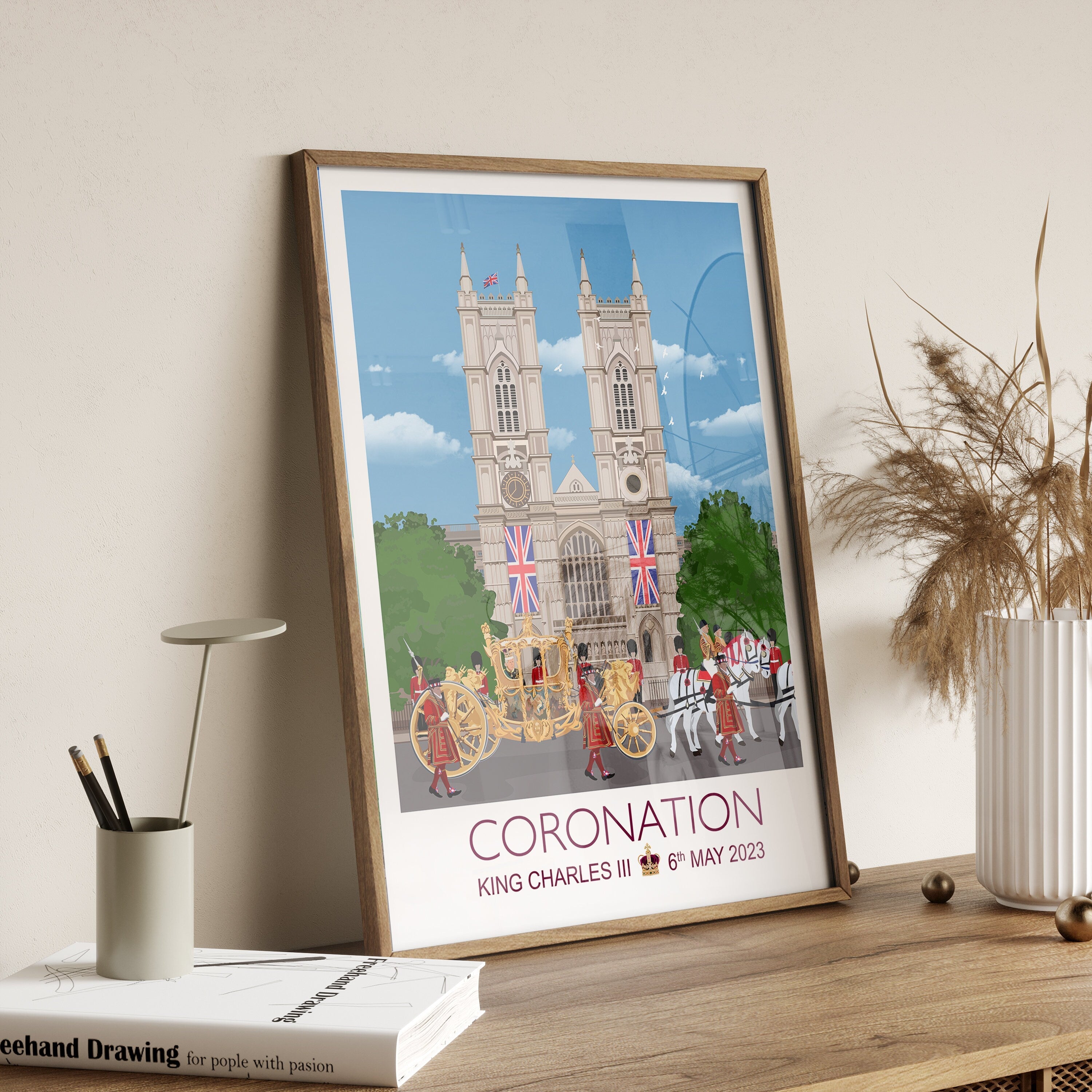 Coronation Poster of London , Coronation Print, Westminster Abbey, London UK, King Charles III, Commemorative Coronation Print NQ Media Designs