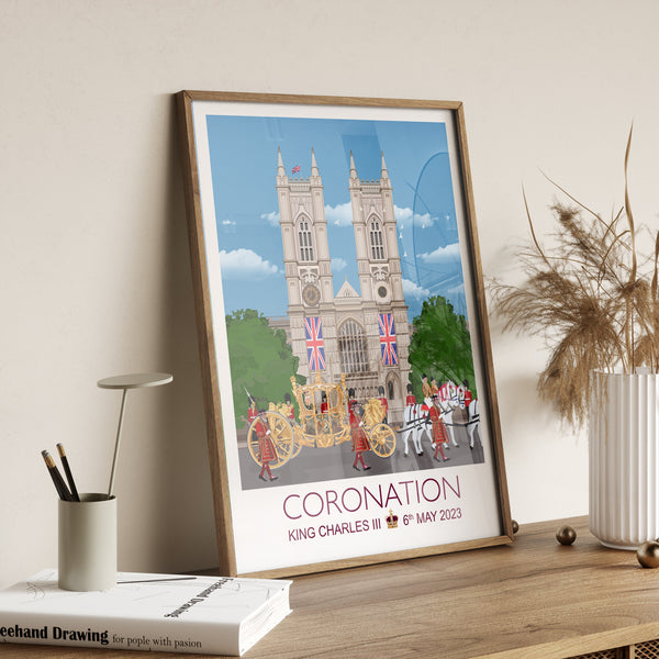 Coronation Poster of London , Coronation Print, Westminster Abbey, London UK, King Charles III, Commemorative Coronation Print