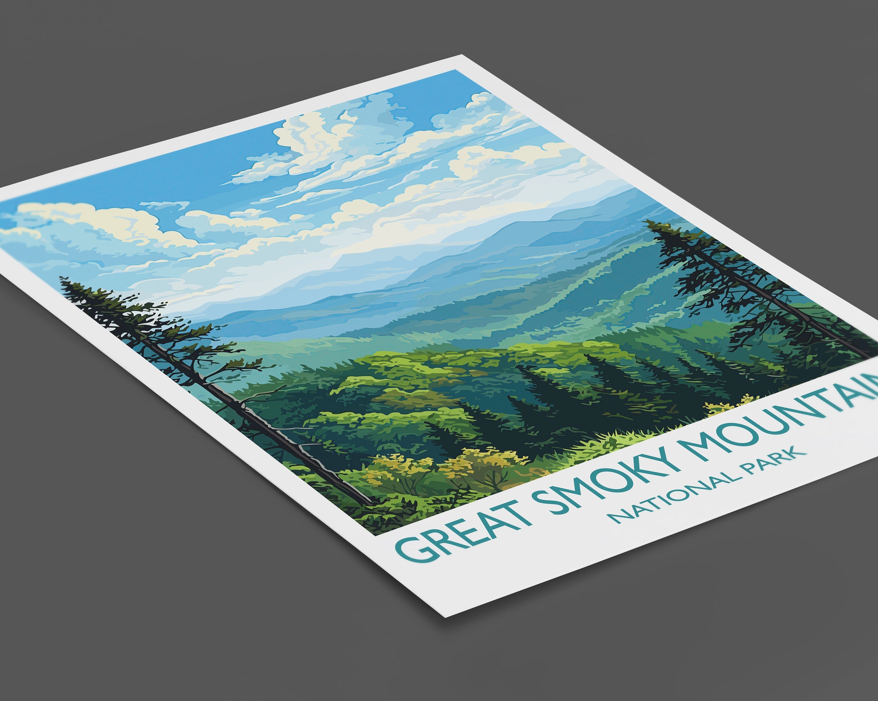 Great Smoky Mountains Print, Travel Poster of Great Smoky Mountains, National Park, USA, Travel Gift NQ Media Designs