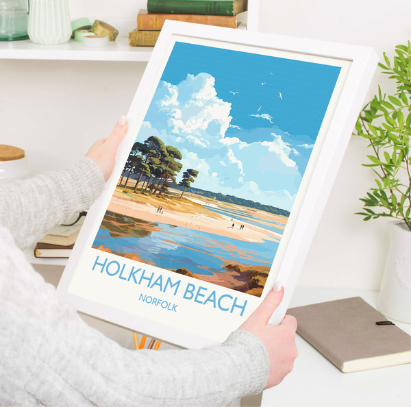 Holkham Beach Travel Print, Travel Poster of Holkham Beach, Norfolk, England, Norfolk Art, Norfolk Gift, Wall Art Print