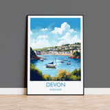 Devon Travel Print, Travel Poster of Devon, England, Devon Art, Devon Gift, Wall Art Print NQ Media Designs