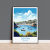 Devon Travel Print, Travel Poster of Devon, England, Devon Art, Devon Gift, Wall Art Print