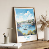 Devon Travel Print, Travel Poster of Devon, England, Devon Art, Devon Gift, Wall Art Print NQ Media Designs