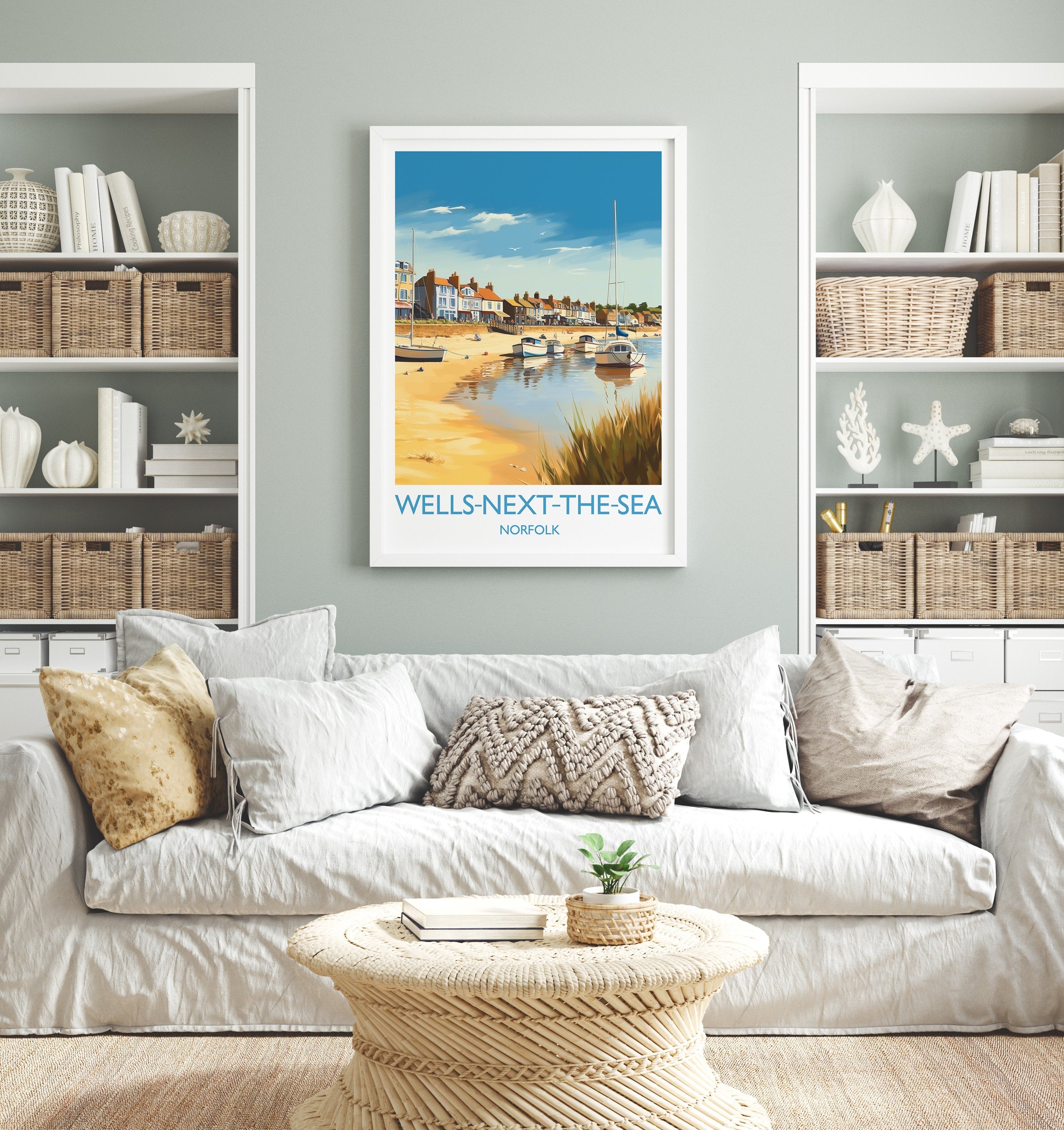Wells Next the Sea Travel Print, Travel Poster of Wells Next the Sea, Norfolk, England, Norfolk Art, Norfolk Gift, Wall Art Print NQ Media Designs