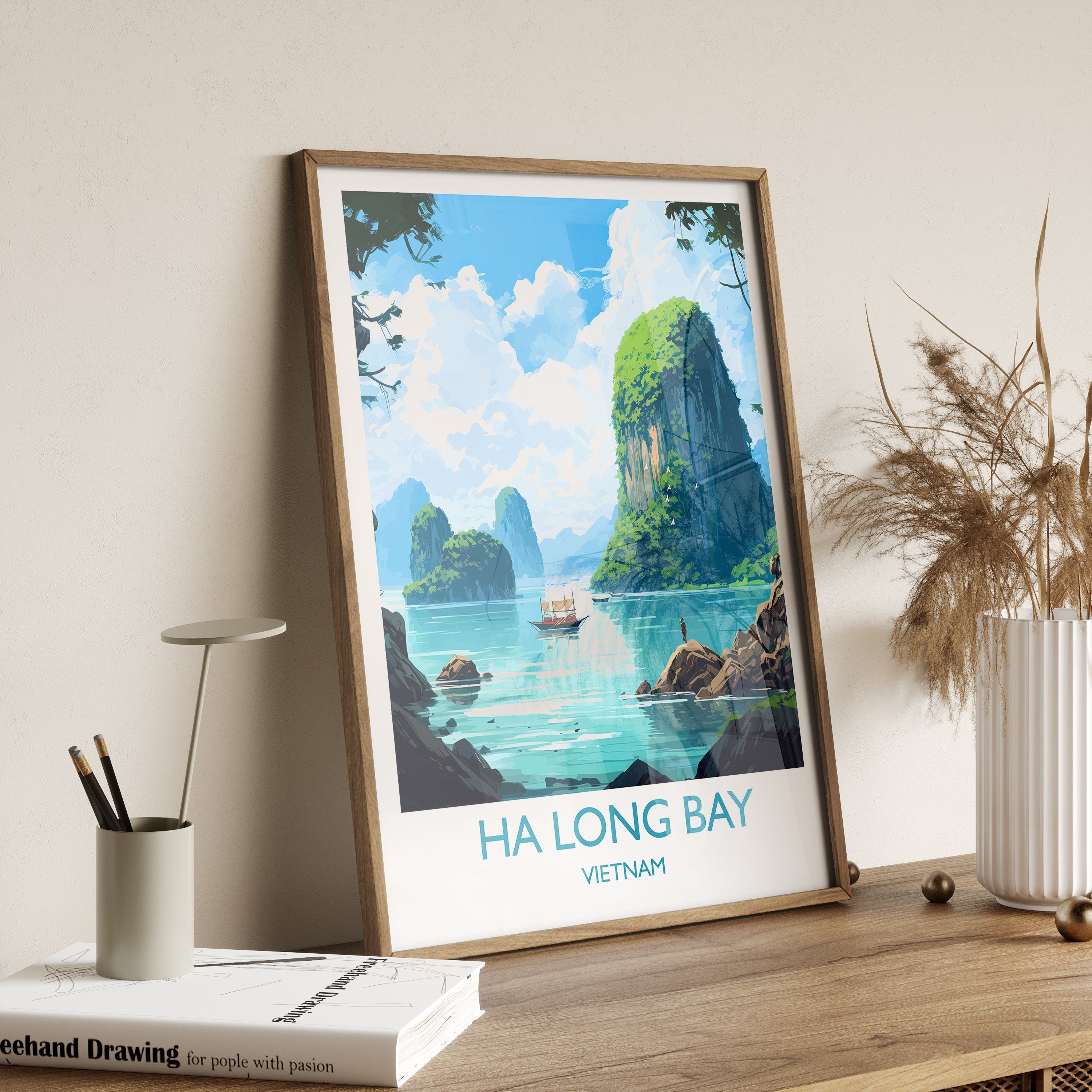 Ha Long Bay Travel Print, Travel Poster of Ha Long Bay, Vietnam, Asia, Ha Long Bay Gift, Vietnam Gift, Wall Art Print NQ Media Designs