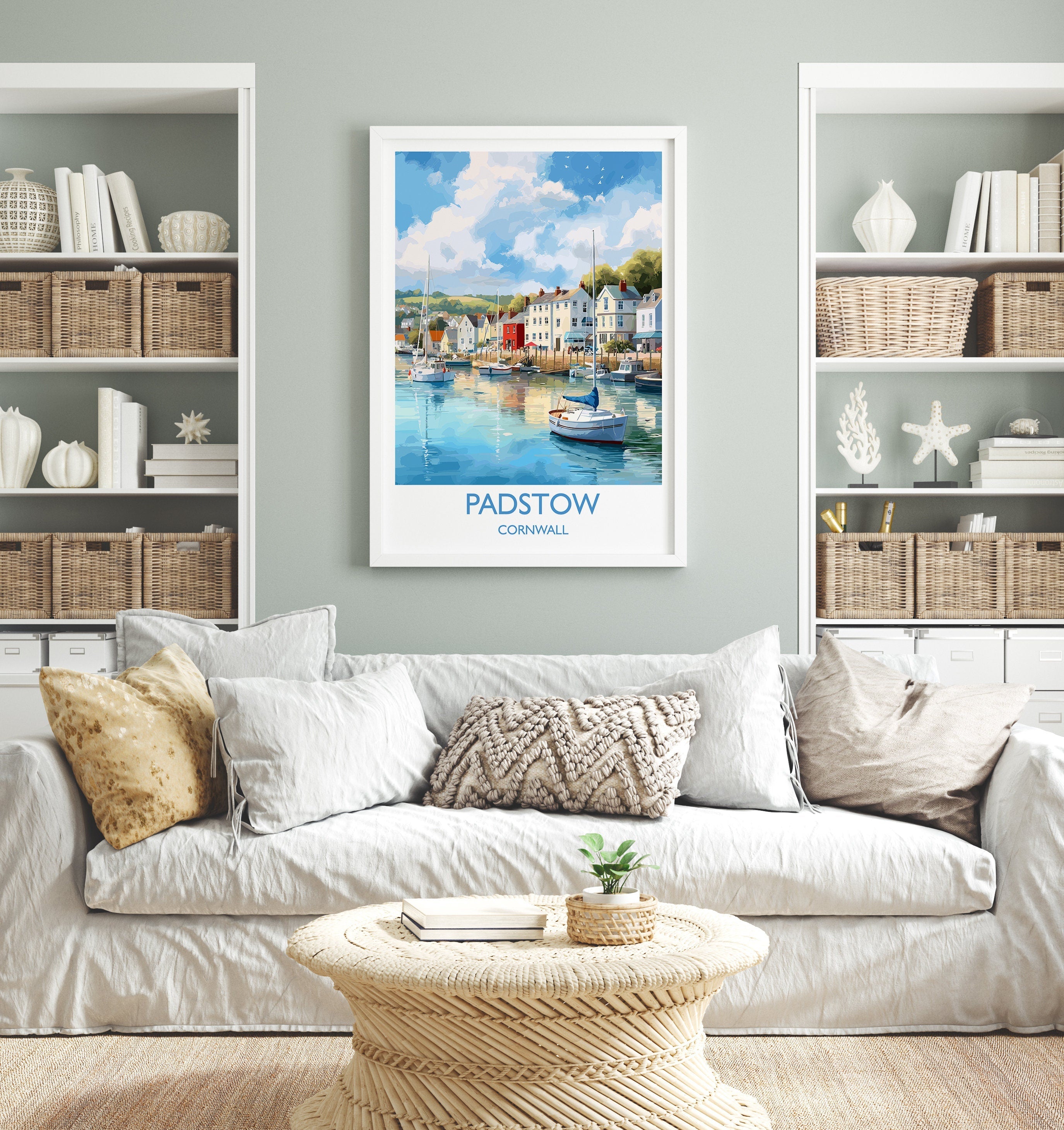Padstow Travel Poster, Travel Print of Padstow, Cornwall, England, Cornwall Art, Padstow Gift, Wall Art Print NQ Media Designs
