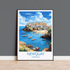 Newquay Travel Poster, Travel Print of Newquay, Cornwall, England, Cornwall Art, Newquay Gift, Wall Art Print NQ Media Designs