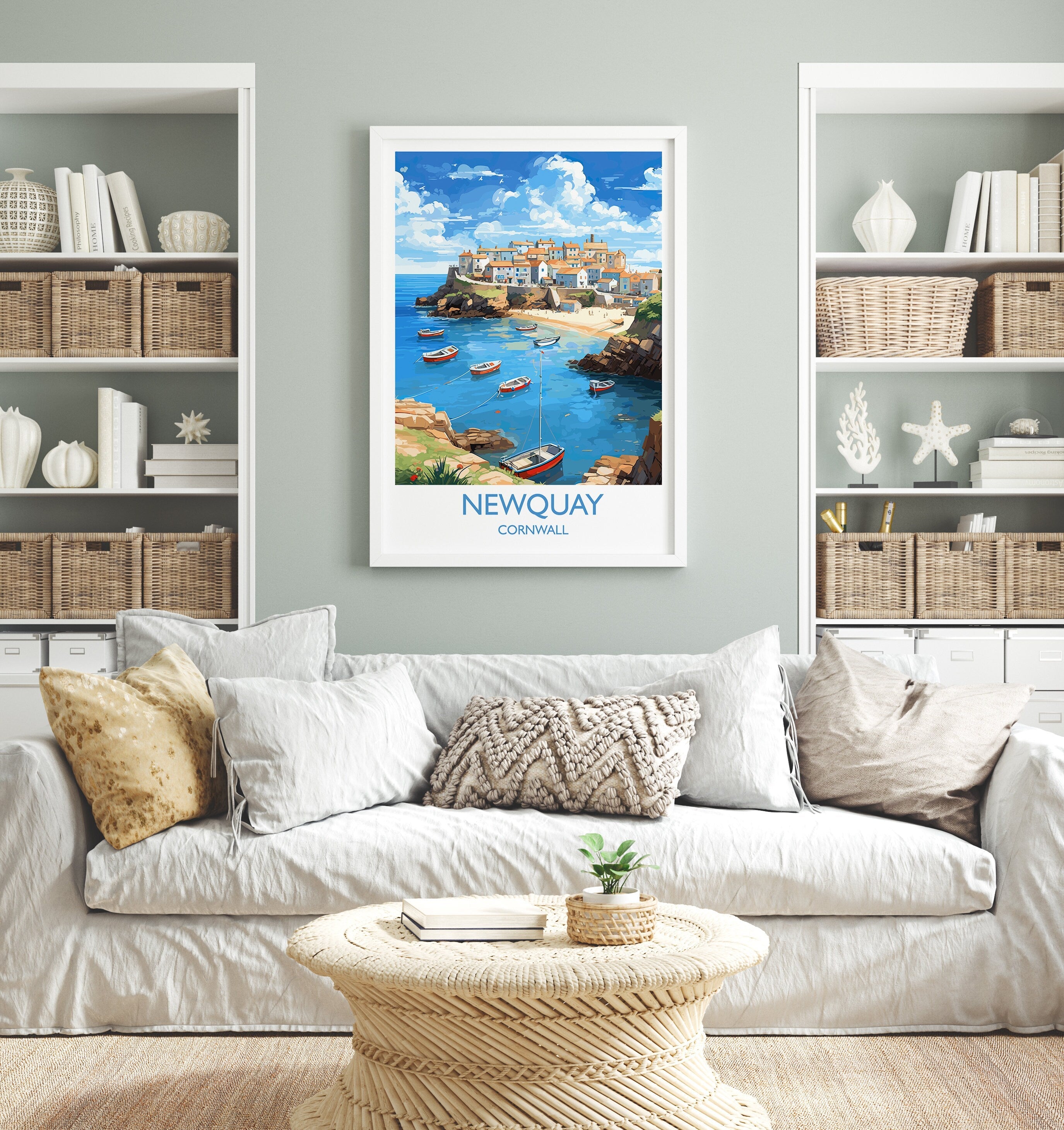 Newquay Travel Poster, Travel Print of Newquay, Cornwall, England, Cornwall Art, Newquay Gift, Wall Art Print NQ Media Designs