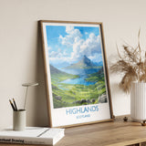Highlands Poster, Travel Print of Highlands, Scotland, UK, Travel Gift NQ Media Designs