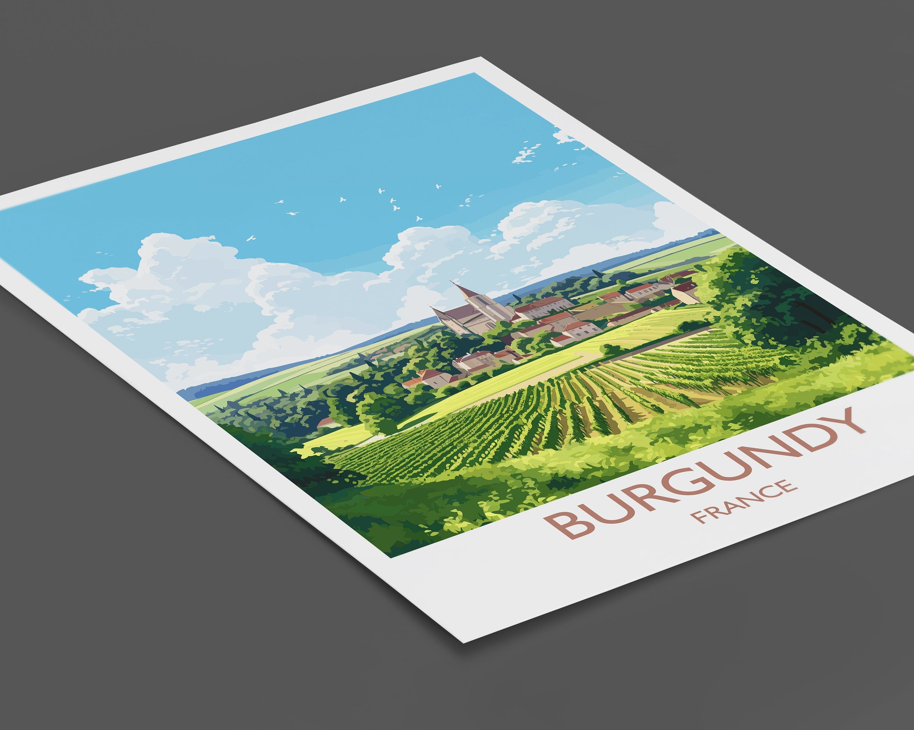 Burgundy Poster, Travel Print of Burgundy, Wine Region, France, Europe, Travel Gift NQ Media Designs