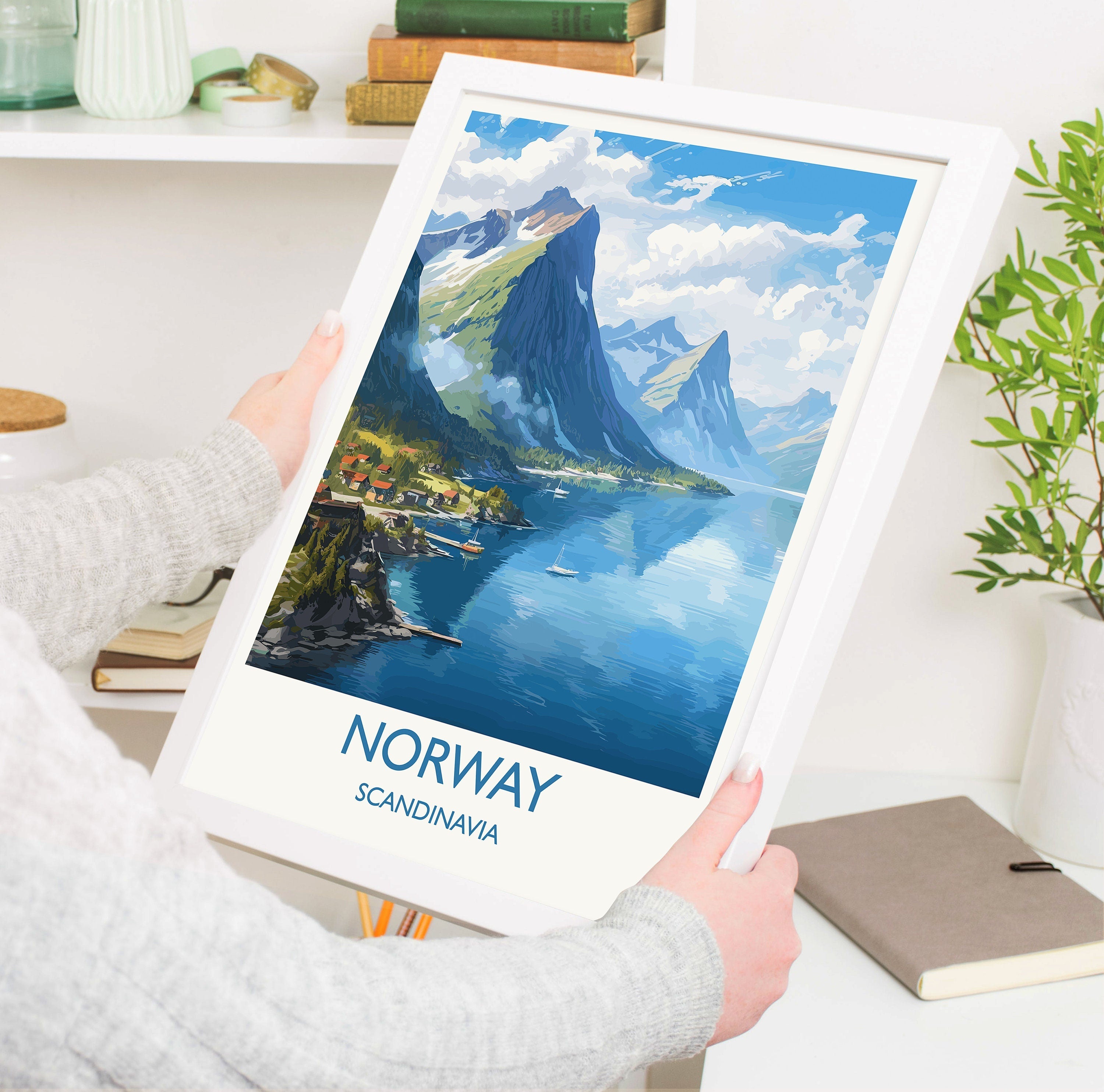 Norway Poster, Travel Print of Norway, Fjords Norway, Travel Gift NQ Media Designs