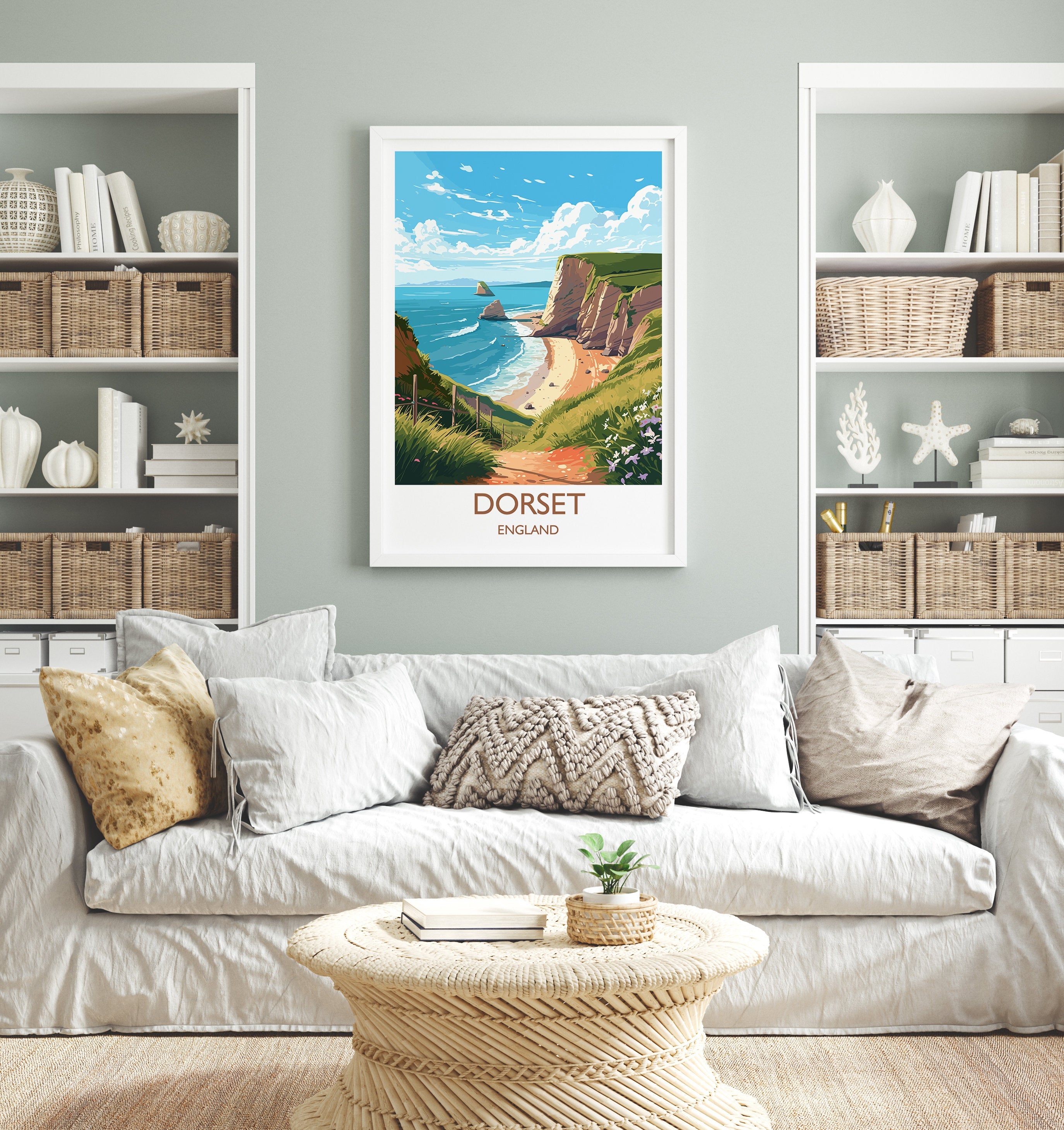 Dorset Travel Print, Travel Poster of Dorset, England, Dorset Coast Art, Dorset Gift, Wall Art Print NQ Media Designs
