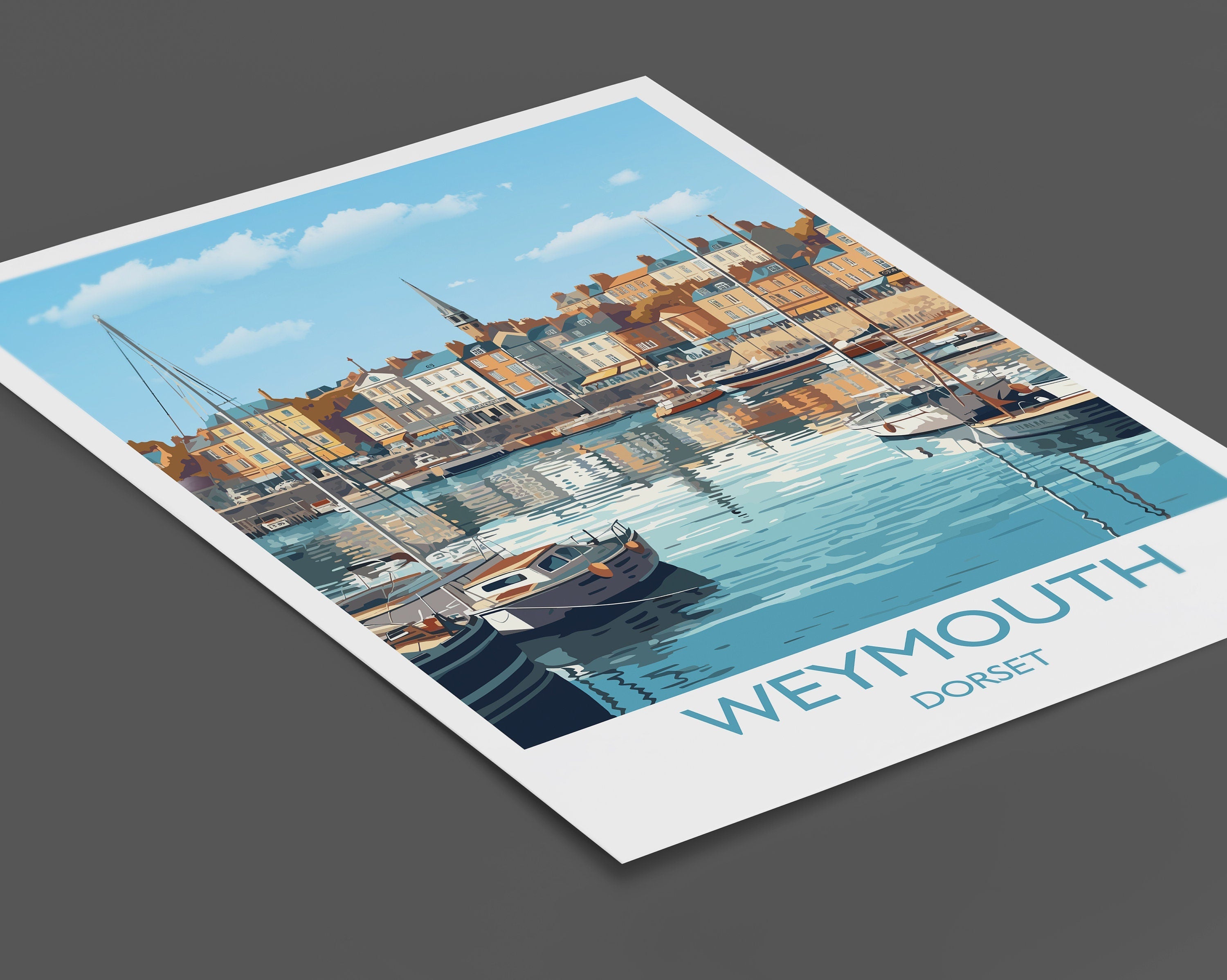 Weymouth Travel Print, Travel Poster of Weymouth, Dorset, England, Dorset Coast Art, Dorset Gift, Wall Art Print NQ Media Designs