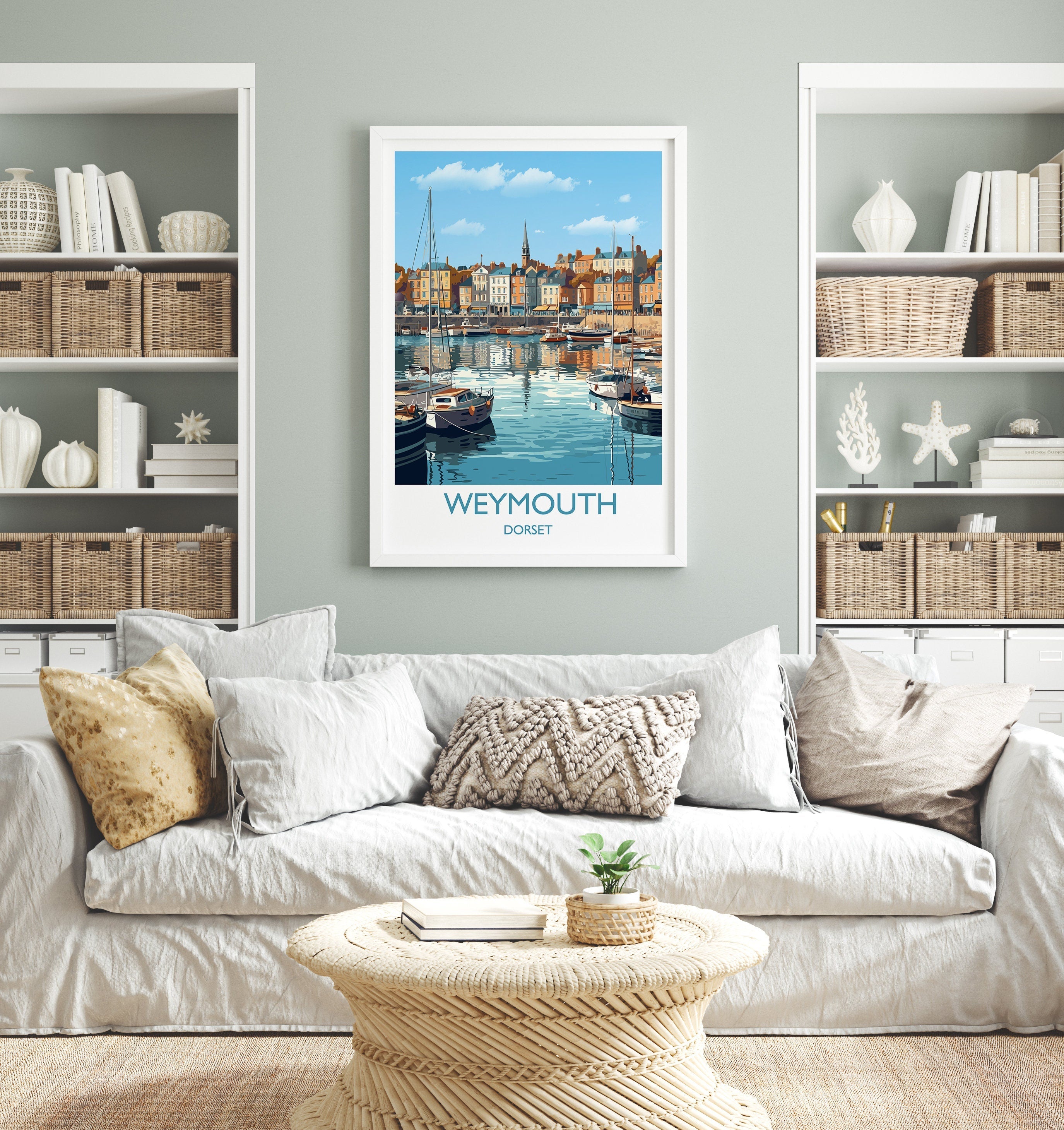 Weymouth Travel Print, Travel Poster of Weymouth, Dorset, England, Dorset Coast Art, Dorset Gift, Wall Art Print NQ Media Designs