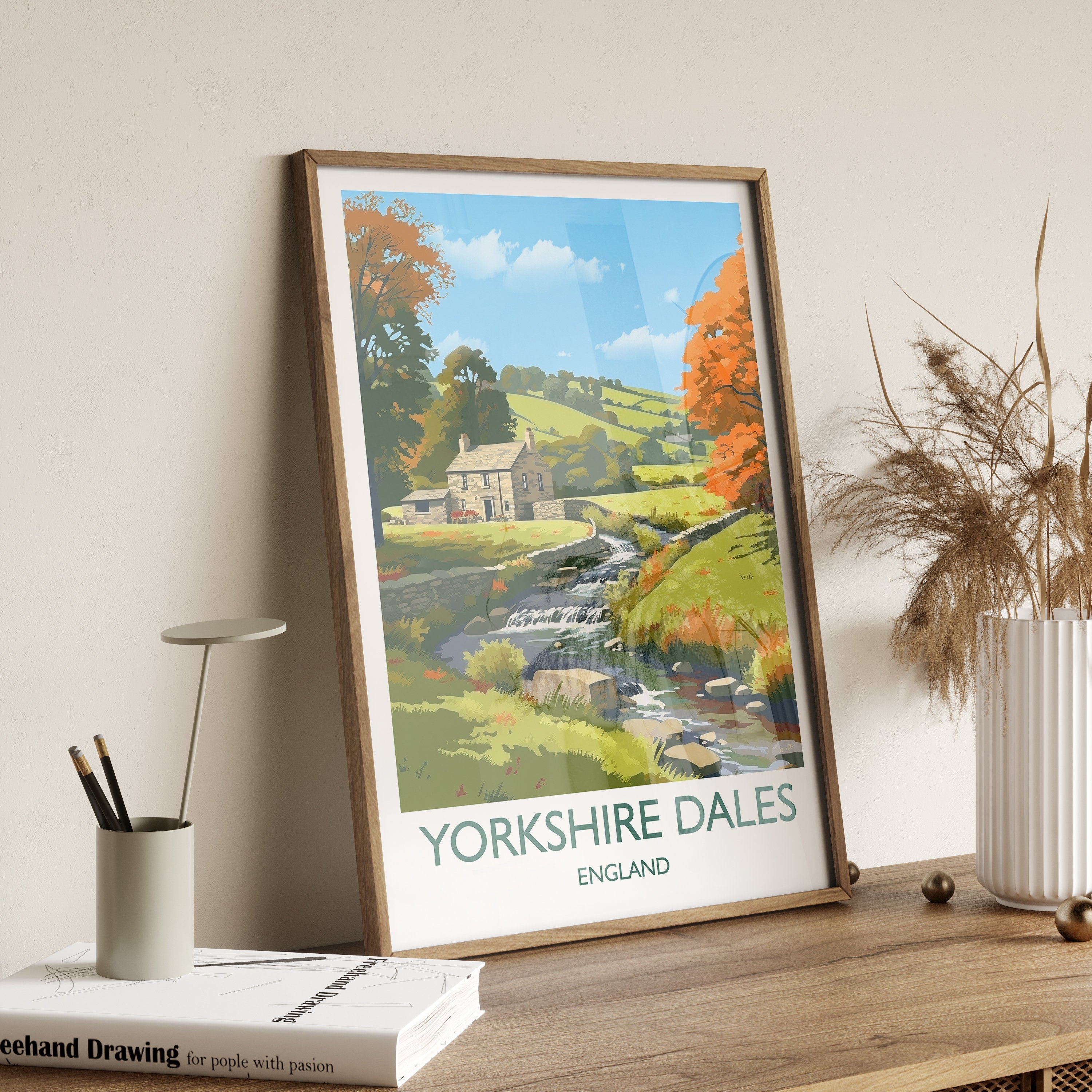 Yorkshire Dales Travel Print, Travel Poster of Yorkshire Dales,England, Yorkshire Dales Art, Yorkshire Dales Gift, Wall Art Print NQ Media Designs