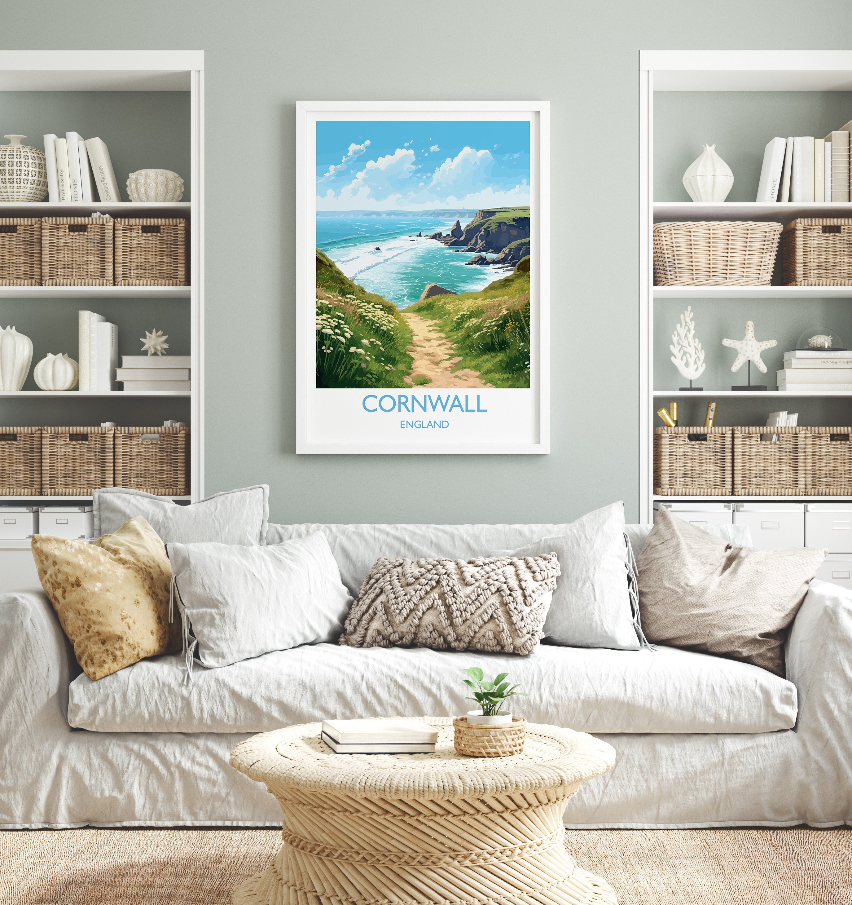 Cornwall Travel Print, Travel Poster of Cornwall, England, Cornwall Art, Cornwall Gift, Wall Art Print NQ Media Designs