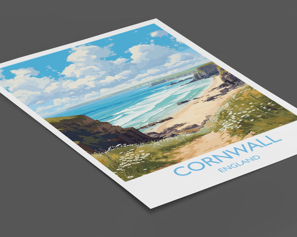 Cornwall Travel Poster, Travel Print of Cornwall, England, Cornwall Art, Cornwall Gift, Wall Art Print
