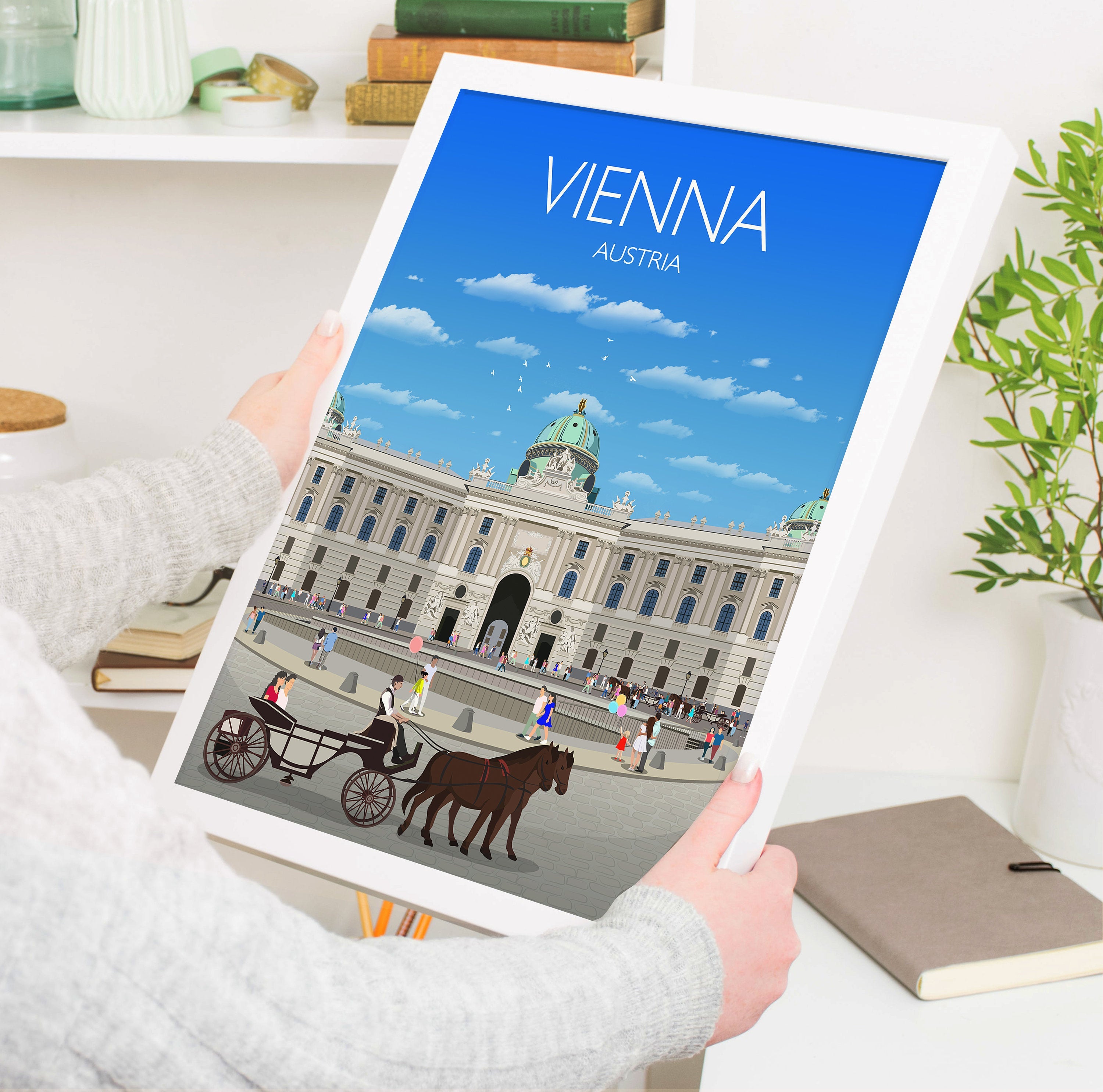 Vienna Travel Poster, Vienna Travel Print, Hofburg Poster, Austria Wall Art Print, Travel Gift, Vienna Gift NQ Media Designs