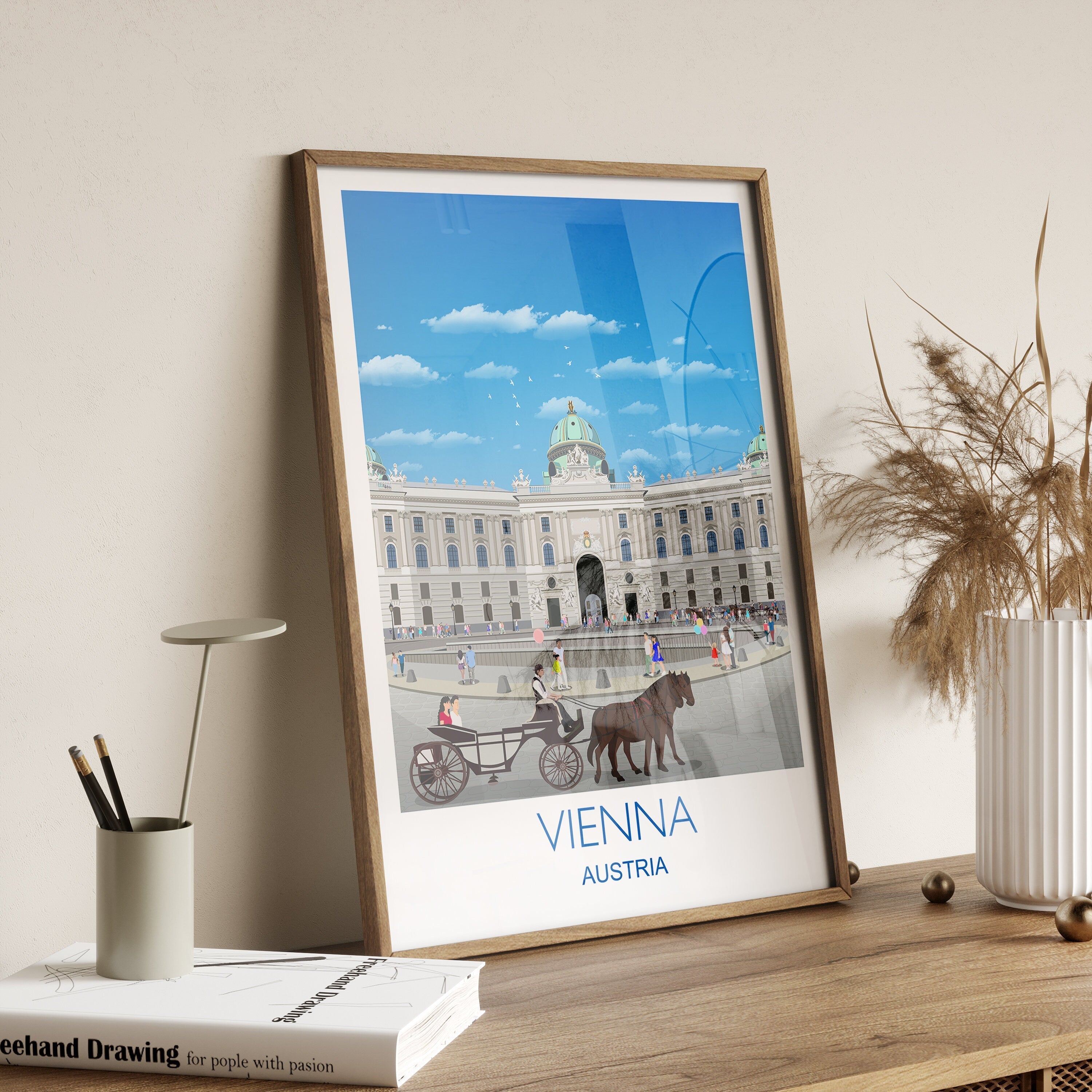 Vienna Travel Poster, Travel Print of Vienna, Vienna Poster, Austria, Vienna Travel Gift, Hofburg Gift NQ Media Designs