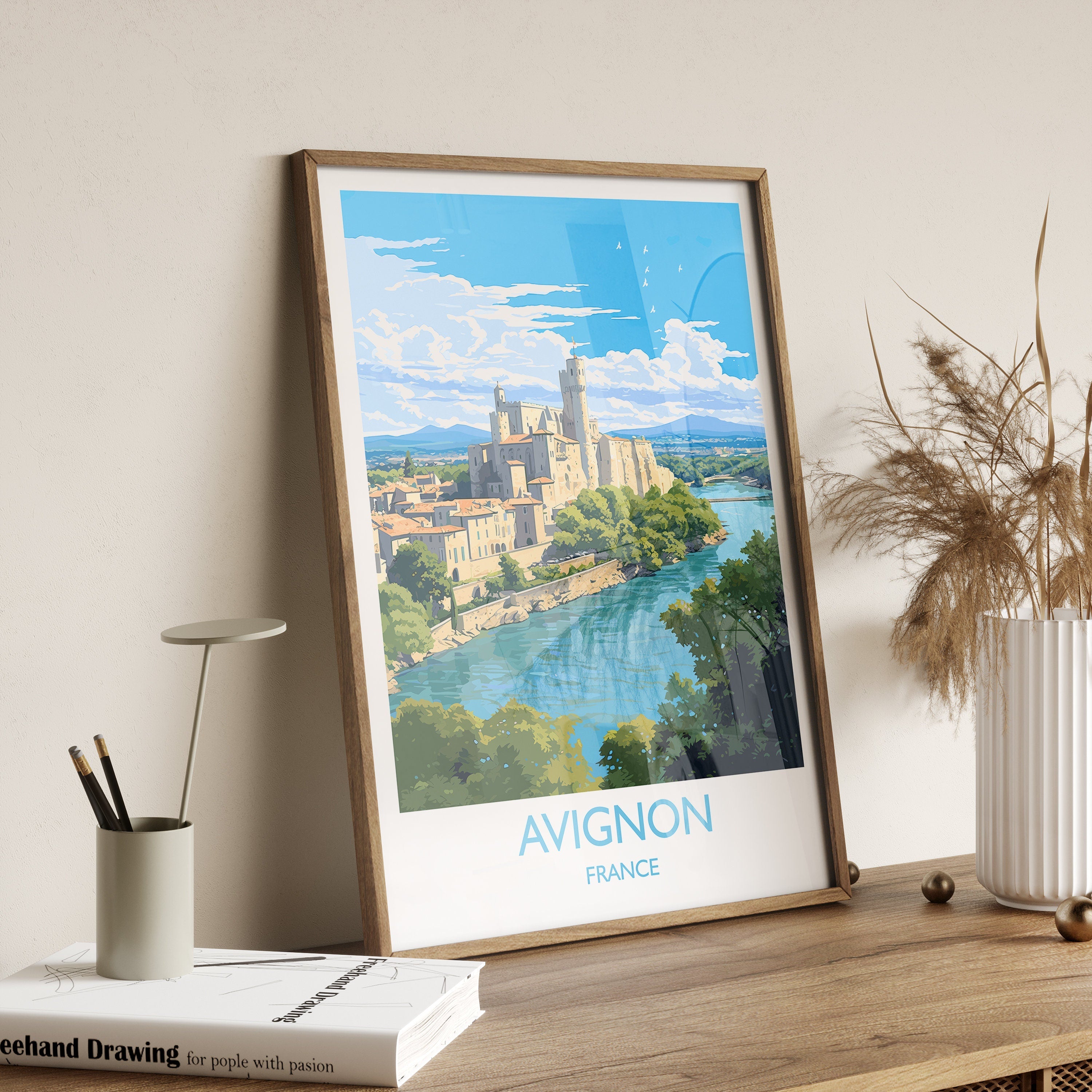 Avignon Travel Poster, Travel Print of Avignon, France, Provence Art, Avignon Gift, Wall Art Print NQ Media Designs