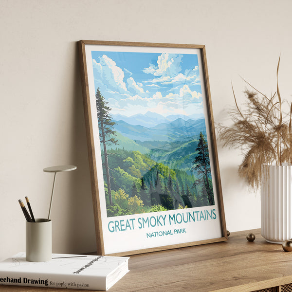 Great Smoky Mountains Print, Travel Poster of Great Smoky Mountains, National Park, USA, Travel Gift
