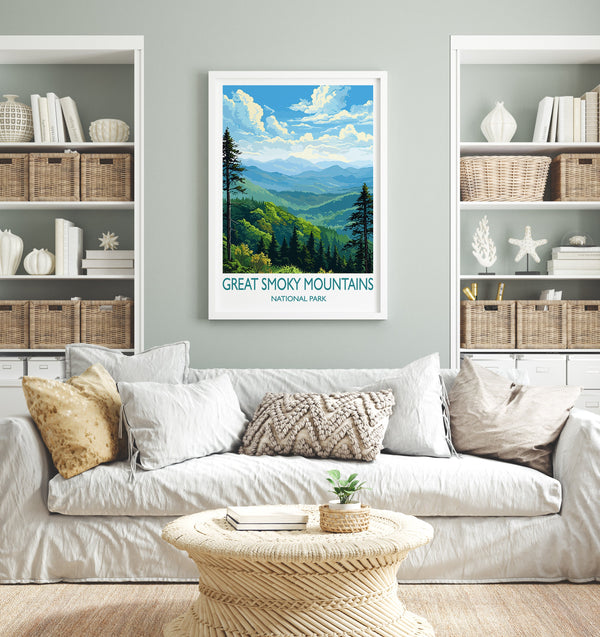 Great Smoky Mountains Print, Travel Poster of Great Smoky Mountains, National Park, USA, Travel Gift