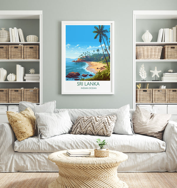 Sri Lanka Travel Print, Travel Poster of Sri Lanka, Indian Ocean, Sri Lanka Gift, Wall Art Print