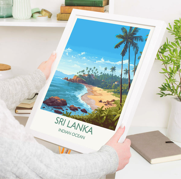 Sri Lanka Travel Print, Travel Poster of Sri Lanka, Indian Ocean, Sri Lanka Gift, Wall Art Print