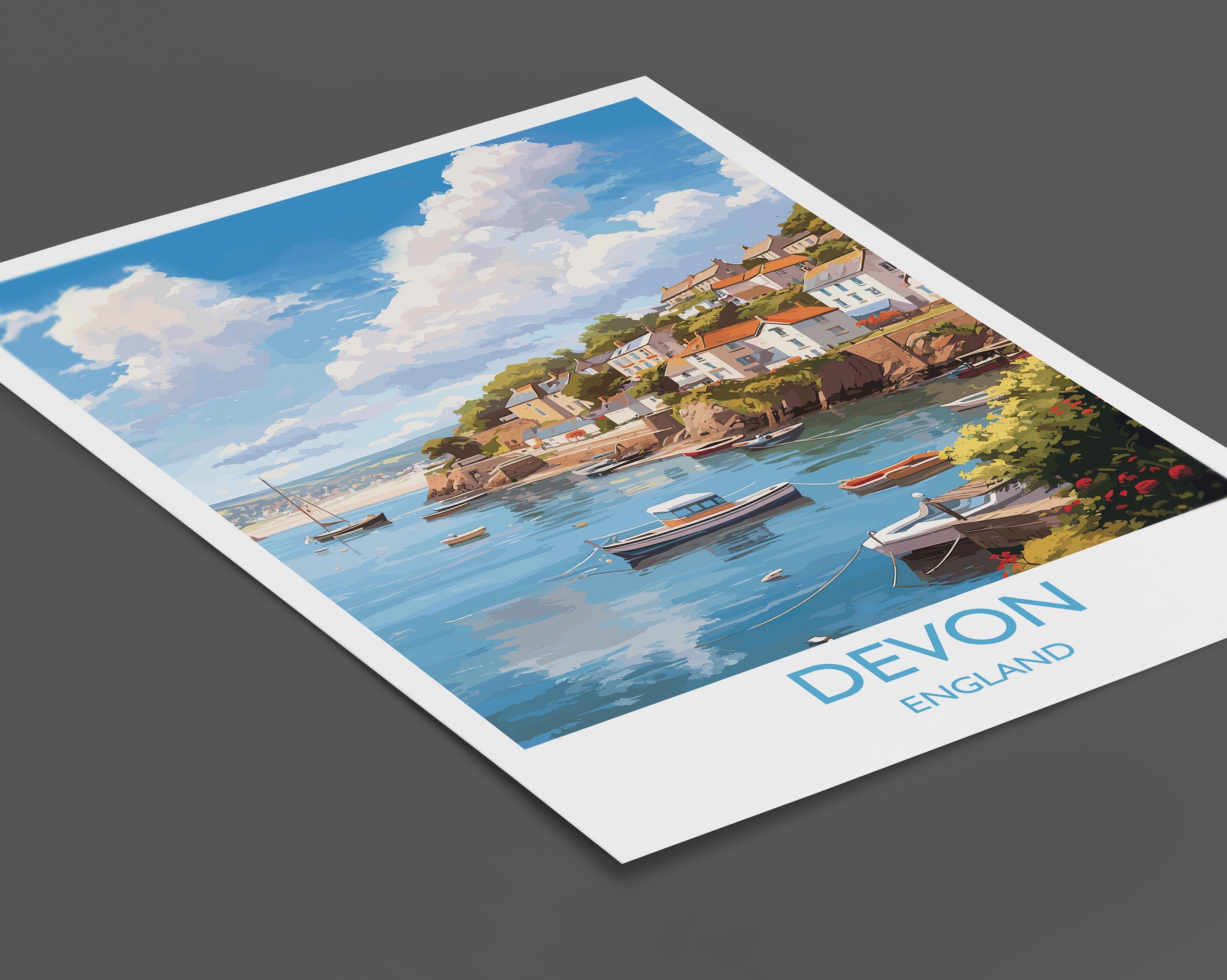 Devon Travel Poster, Devon Travel Print, England, Devon Art, Devon Gift, Wall Art Print NQ Media Designs