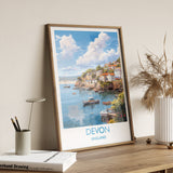 Devon Travel Poster, Devon Travel Print, England, Devon Art, Devon Gift, Wall Art Print NQ Media Designs