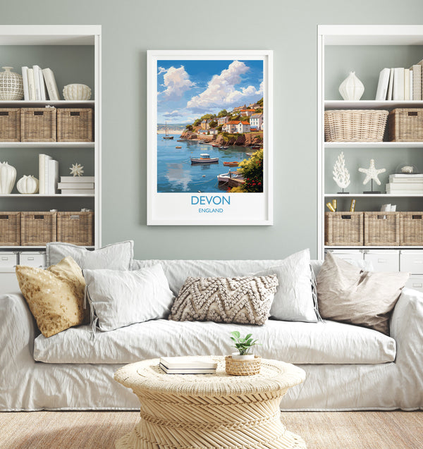 Devon Travel Poster, Devon Travel Print, England, Devon Art, Devon Gift, Wall Art Print