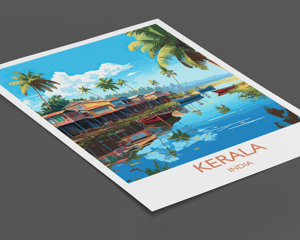 Kerala Travel Print, Travel Poster of Kerala, India, Kerala Art, Kerala Gift, Wall Art Print