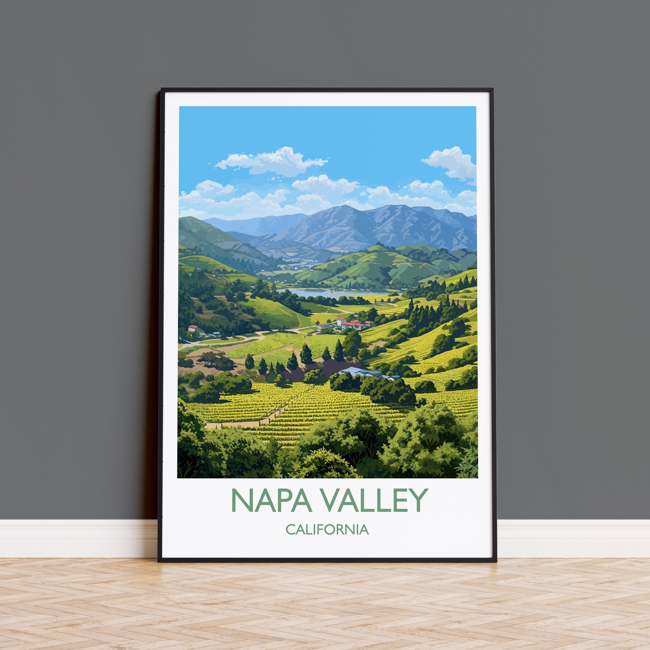 Napa Valley Travel Poster, Travel Print of Napa Valley, California, USA Gift, Wall Art Print NQ Media Designs