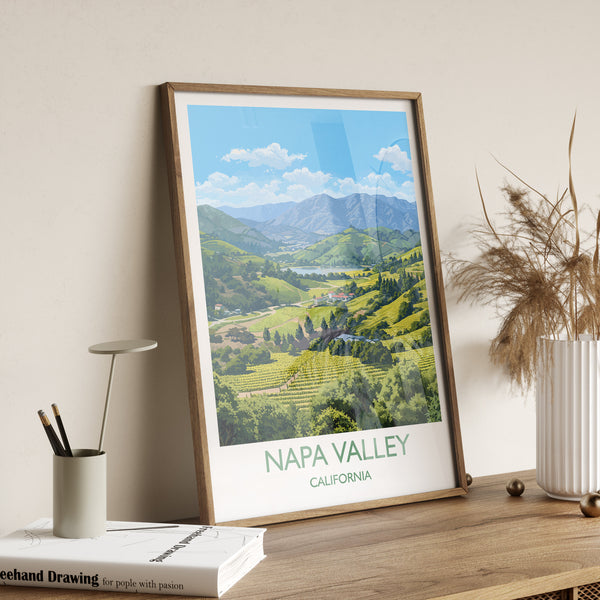 Napa Valley Travel Poster, Travel Print of Napa Valley, California, USA Gift, Wall Art Print