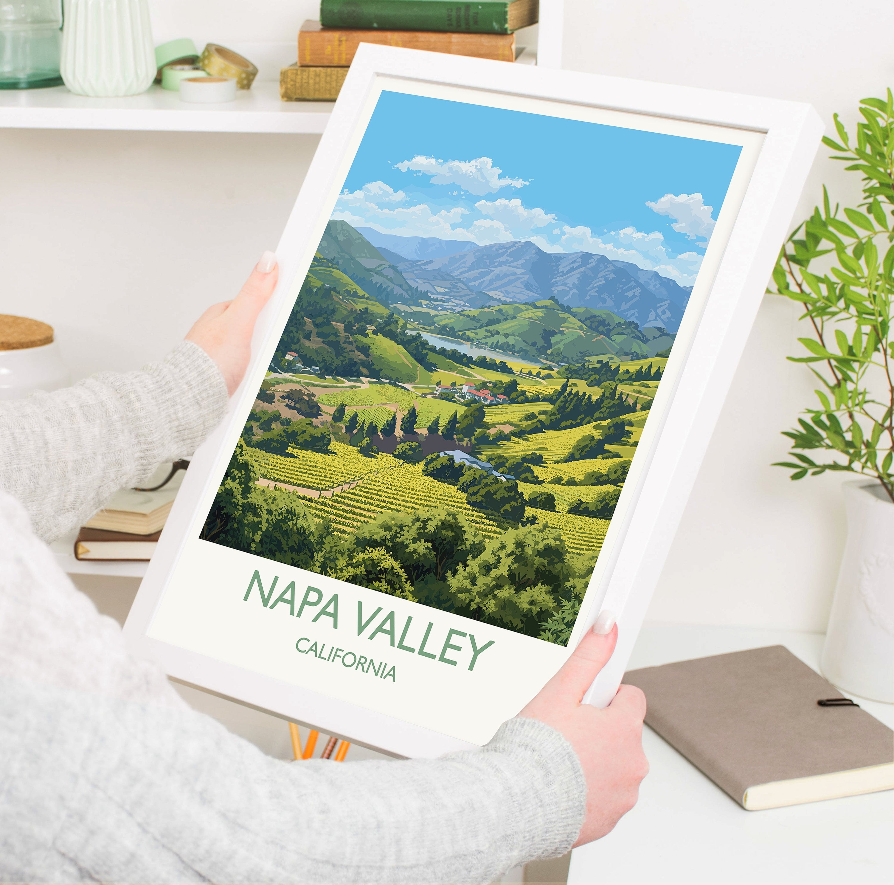 Napa Valley Travel Poster, Travel Print of Napa Valley, California, USA Gift, Wall Art Print NQ Media Designs