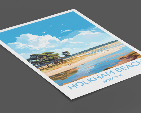 Holkham Beach Travel Print, Travel Poster of Holkham Beach, Norfolk, England, Norfolk Art, Norfolk Gift, Wall Art Print