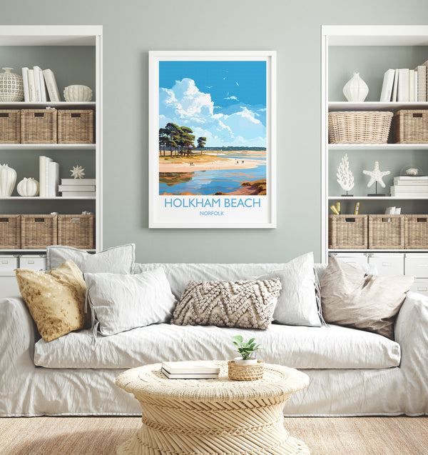 Holkham Beach Travel Print, Travel Poster of Holkham Beach, Norfolk, England, Norfolk Art, Norfolk Gift, Wall Art Print