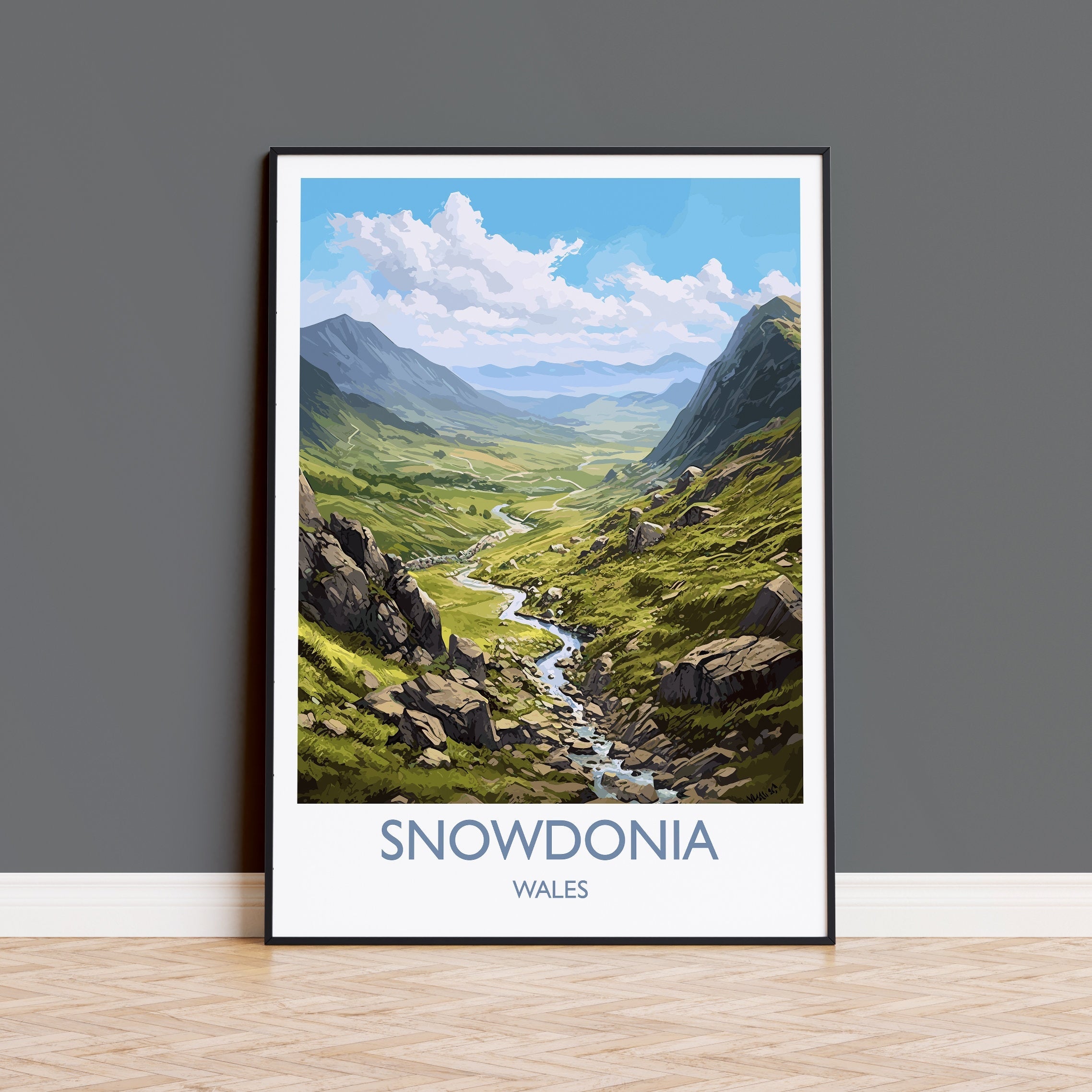 Snowdonia Travel Poster, Snowdonia Travel Print, Wales, Welsh Art, Snowdonia Gift, Wall Art Print NQ Media Designs