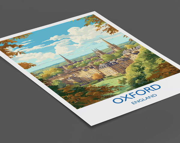 Oxford Travel Print, Travel Poster of Oxford, Oxfordshire, England, Oxford Art, UK Gift, Wall Art Print
