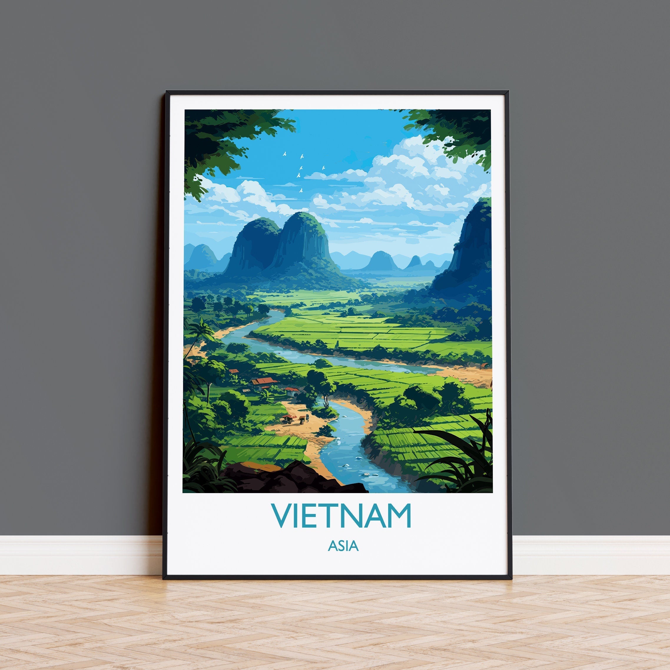 Vietnam Travel Print, Travel Poster of Vietnam, Asia, Vietnam Art, Vietnam Gift, Wall Art Print NQ Media Designs