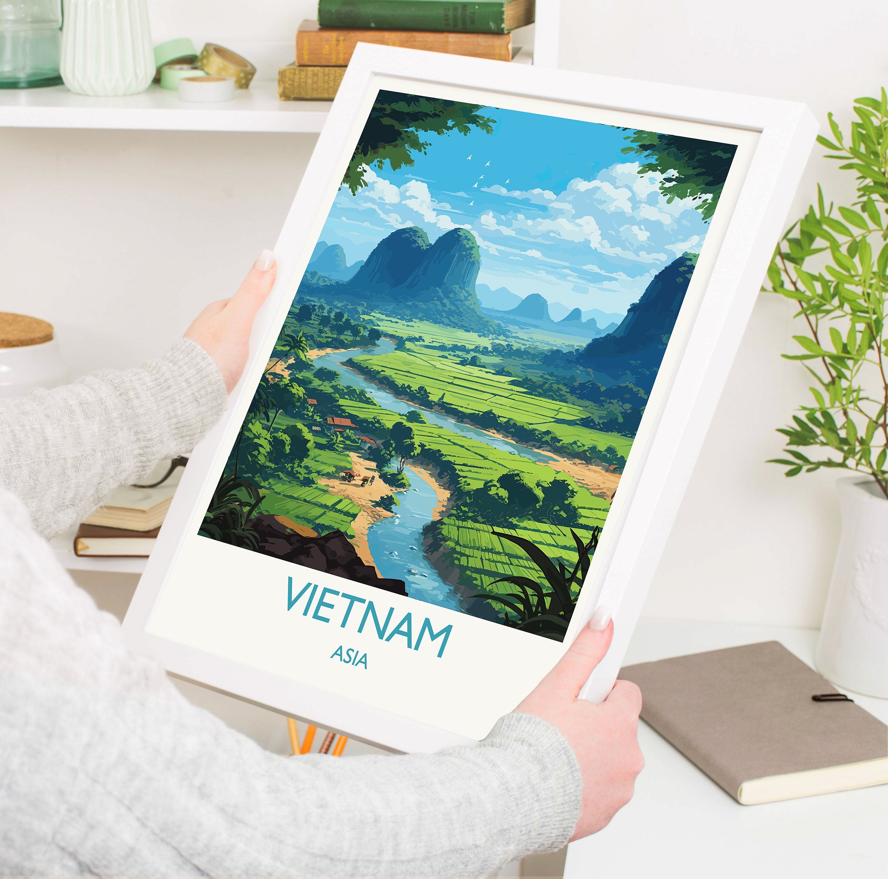 Vietnam Travel Print, Travel Poster of Vietnam, Asia, Vietnam Art, Vietnam Gift, Wall Art Print NQ Media Designs