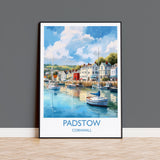 Padstow Travel Poster, Travel Print of Padstow, Cornwall, England, Cornwall Art, Padstow Gift, Wall Art Print NQ Media Designs
