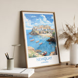Newquay Travel Poster, Travel Print of Newquay, Cornwall, England, Cornwall Art, Newquay Gift, Wall Art Print NQ Media Designs