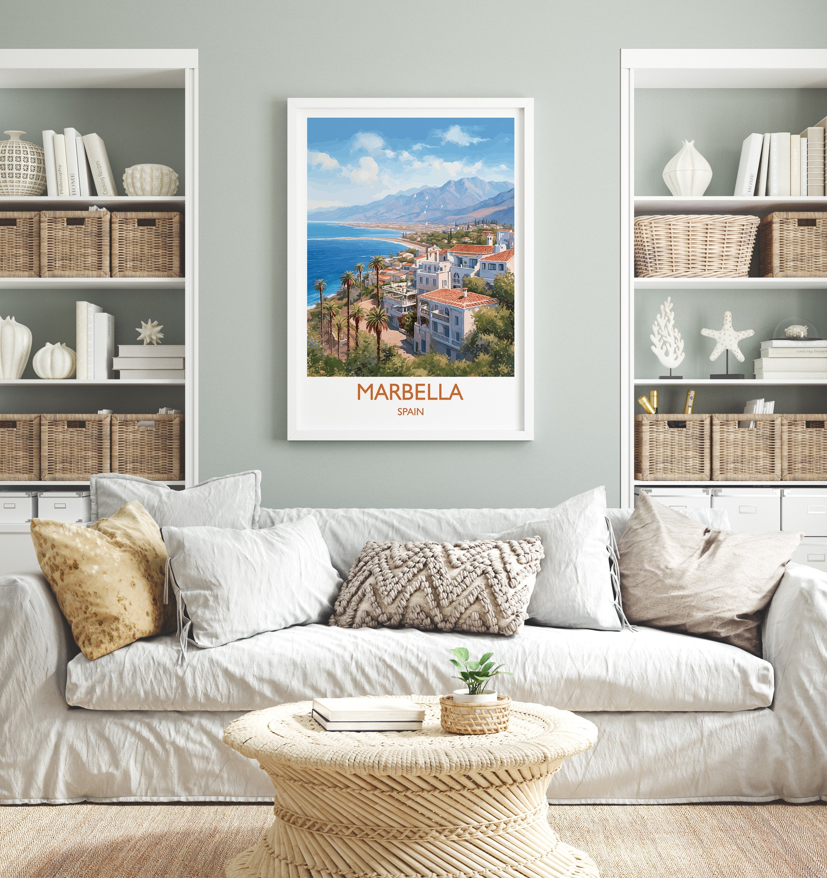 Marbella Travel Print, Travel Poster of Marbella, Spain, Marbella Art, Marbella Gift, Wall Art Print NQ Media Designs
