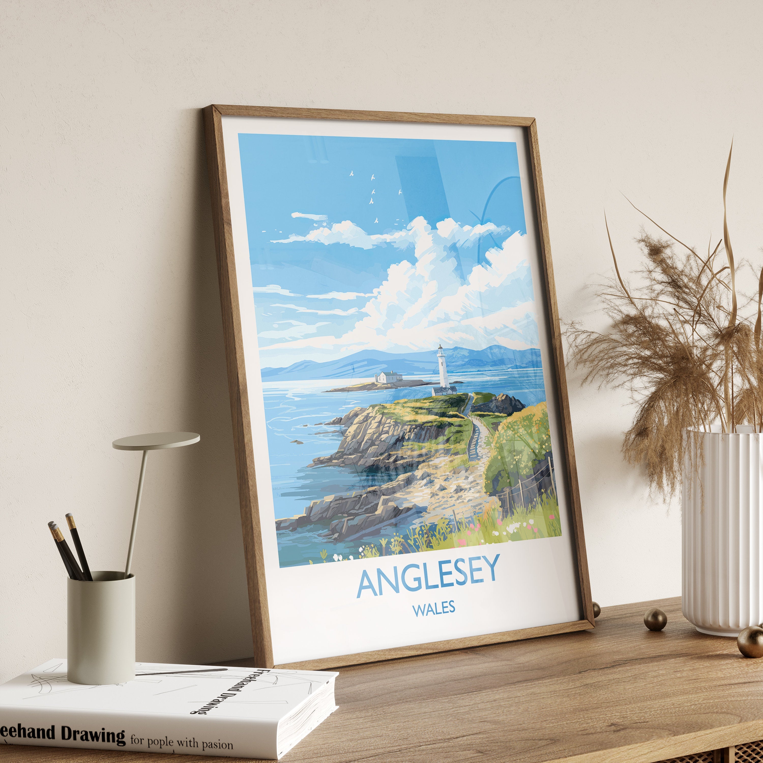 Anglesey Travel Poster, Anglesey Travel Print, Wales, Welsh Art, Anglesey Gift, Wall Art Print NQ Media Designs