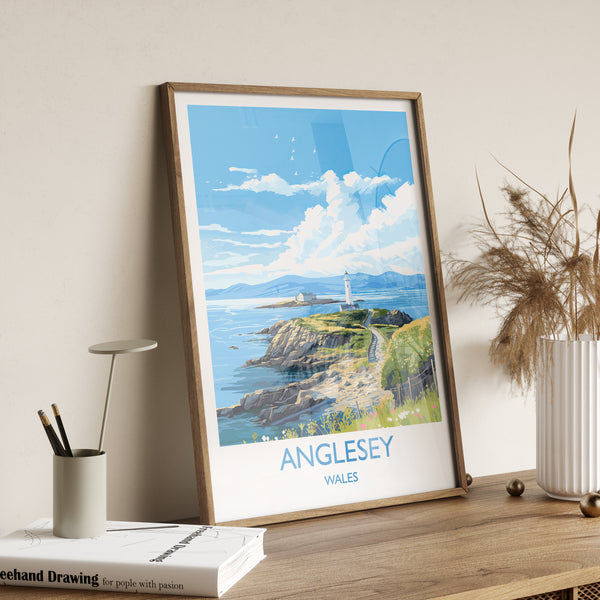 Anglesey Travel Poster, Anglesey Travel Print, Wales, Welsh Art, Anglesey Gift, Wall Art Print