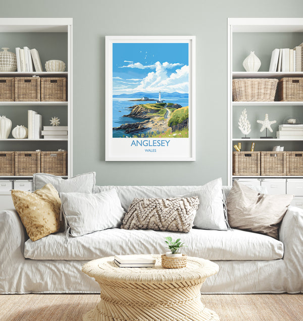Anglesey Travel Poster, Anglesey Travel Print, Wales, Welsh Art, Anglesey Gift, Wall Art Print